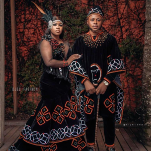 Luxury heritage toghu couple wear 100% velvet