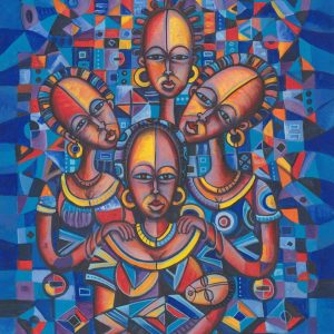 New-Born 2 African  women baby painting